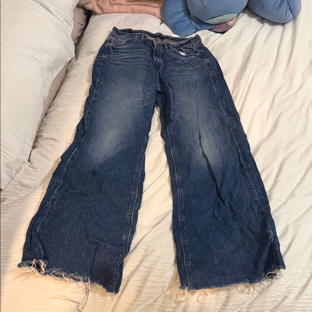 Wide Leg Dark Blue Women's Jeans